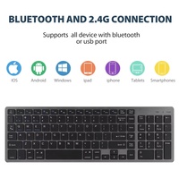 Keyboard mekanis nirkabel untuk Pc, lampu latar Multimedia Mini portabel RGB UsB gigi biru