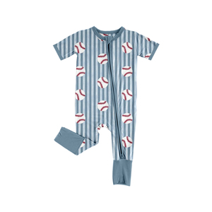 Conjuntos de Pijama y Ropa de Bebé para Niños Pequeños, Estilo Béisbol con Rayas, de Seda de Leche, Personalizados, Venta al Por Mayor - Product Image 3