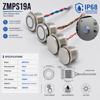 Interrupteur piézoélectrique 19 mm ZMPS19A IP68 IP69K, interrupteur à bouton poussoir en métal étanche, acier inoxydable, aluminium, interrupteur piézoélectrique