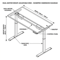 Bureau de Gaming Ergonomique à Double Moteur avec Plateau en Fibre de Carbone RGB, Hauteur Réglable Électriquement, Station de Travail Esports avec Support pour Casque et Porte-Gobelet