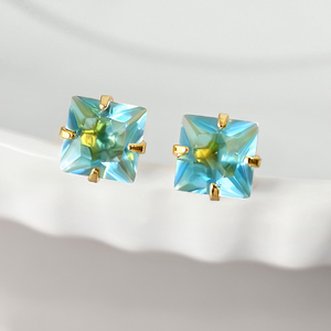 Wholesale Fashion CZ Earrings Jewelry 18K Gold Plated Princess Cubic Zirconia Trendy Studs Earrings for Women - Product Image 3