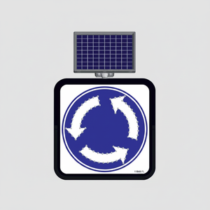 Señal de Advertencia/Precaución Redonda LED Reflectante de 60x60cm, Alimentada por Energía Solar - Product Image 2