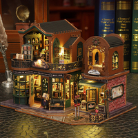 Juguetes de Madera, Rompecabezas 3D, Rincón de Lectura, Casa de Muñecas Luminosa para Armar, Mini Casa de Muñecas, Escena de Libro, Regalo Creativo