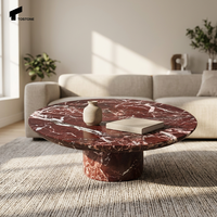 Table basse ronde en marbre Rosso Lavento naturel élégant et imperméable Tostone pour la décoration personnalisée de la chambre à coucher et des meubles de maison