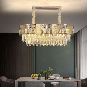 Nouveau design de lustres en cristal K9 de luxe pour hôtels luminaires suspendus à haut plafond avec télécommande pour le salon - Product Image 2