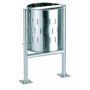Cestino per Rifiuti Circolare in Acciaio Inox da 60 L con Posacenere per Uso Esterno - Product Image 1
