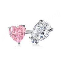 Bague Princesse Géométrique en Argent Sterling S925 Plaqué Or avec Diamant de Laboratoire Rose Sertissage en Canal Style Mignon Certifié Forever Star