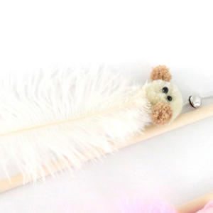 Juguete interactivo para gatos con plumas, tela y madera, varita de 40 cm con plumas de avestruz para estimular el movimiento de tu mascota - Product Image 4