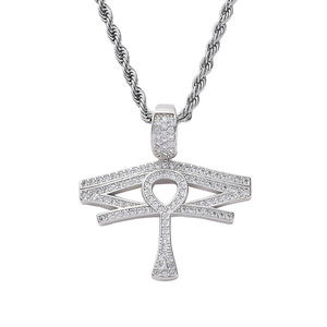 Collar con Combinación <span class=keywords><strong>de</strong></span> Ojo Turco y Cruz Anka, Colgante <span class=keywords><strong>de</strong></span> Latón con Circonita para Hombre - Product Image 3