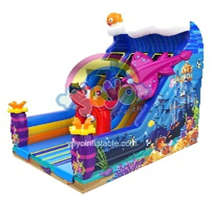 Hot-selling inflatable amusement park Dual-lanes commercial inflatable slide with coral reefs shaded roof and safety <b>net</b> - Product Image 1