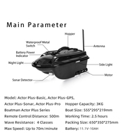 Boatman Actor Plus Pro Fishing Bait Boat Carp Tackle Gear Factory China Wholesales avec Gps Sonar Fish Finder Echo Sounder Rc