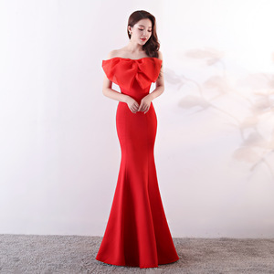 1377 # robe de soirée longue nouveau Sexy Banquet hôte poitrine queue de poisson minceur robe courte femme - Product Image 2