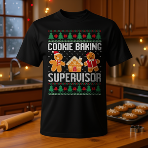 T-shirt de superviseur de la préparation des biscuits de Noël, design de pain d'épices festif - Product Image 3