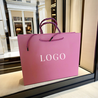 Sacs en papier de luxe roses pour bijoux, perruques et cosmétiques, sacs cadeaux personnalisés pour boutiques de détail pour filles avec logo
