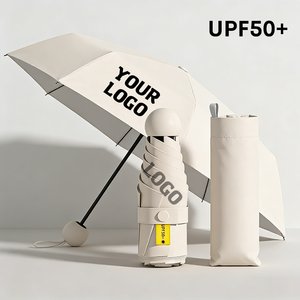 Parapluie pliable super léger personnalisé avec logo d'entreprise, cadeau promotionnel, protection UV UPF50+, mini parapluie de poche compact avec étui - Product Image 1
