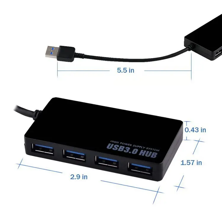 Alta velocidad 4 puertos USB 3,0 HUB Multi USB C Splitter Expansor Tipo múltiple Cr 4 en 1 USB Hub para computadora portátil