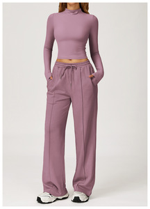 Ensemble deux pièces décontracté pour femme : pantalon large taille haute et sweat-shirt sans manches pour le yoga, le fitness et les activités sportives estivales - Product Image 4