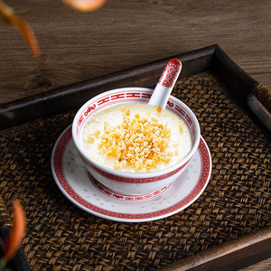 Bol à dessert rond en mélamine avec motif rouge pour soupe sucrée et lait caillé, idéal pour les fêtes, vaisselle commerciale durable - Product Image 1