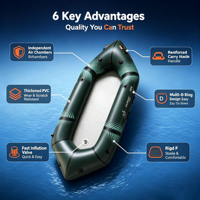 Bateau gonflable ultraléger en TPU rigide, pliable et portable pour la pêche, le camping, les aventures en rivière et en lac