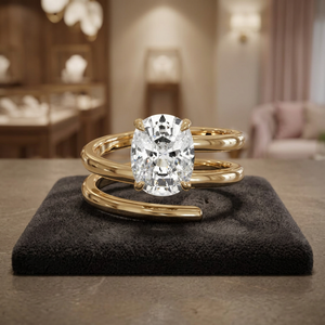 IGI Certified Cushion Cut Lab Grown Diamond Spiral Wrap <b>Open</b> <b>Ring</b> 10K/14K/18K Gold 925/935 Silver Luxury Wedding Engagement <b>Ring</b> - Product Image 1