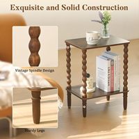 Kirkasa Table basse marron rustique moderne à 2 niveaux étagère de rangement étroite pour petit salon chambre meubles de maison pour espaces