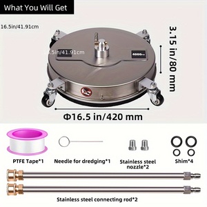 Accessoires <span class=keywords><strong>de</strong></span> nettoyage <span class=keywords><strong>de</strong></span> plaques rondes en acier inoxydable 16.5 pouces 4000 psi avec 4 roues et 2 tiges d'extension - Product Image 2