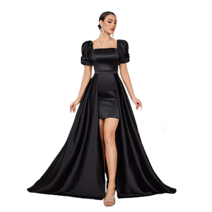 Modische elegante Bubble Sleeve Atember aubende ein gefüttertes Abendkleid Formale Slim-Fit Satin mit geraffter Taille Luxus Ballkleid 2025 - Product Image 1