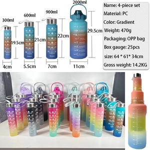 2023 nuova bottiglia d'acqua motivazionale <span class=keywords><strong>set</strong></span> da 4 pezzi grande brocca di plastica e bottiglia sportiva da mezzo gallone 4 in 1 bottiglia d'acqua senza bpa - Product Image 3