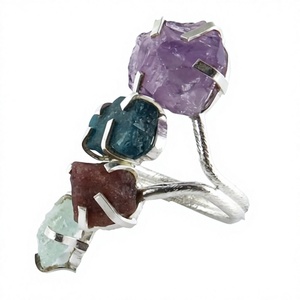 Magníficos Anillos de Plata de Ley 925 con Forma Elegante, con Aguamarina, Rubí, Apatita y Amatista, Estilo Bohemio, Engaste de Bisel, Joyería con Piedras Preciosas - Product Image 1