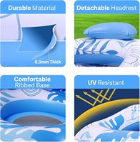 Nouveauté : Raft et chaise longue gonflables de luxe pour l'extérieur avec imprimé tropical, en PVC, avec oreillers et porte-gobelets