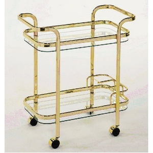Chariot à thé moderne en métal avec roulettes, chariot de service en verre et chariot de service hôtelier pour salon et restaurant - Product Image 3