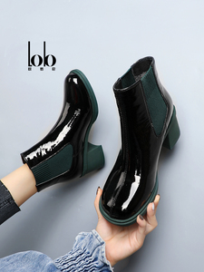 <span class=keywords><strong>Bottines</strong></span> <span class=keywords><strong>Chelsea</strong></span> formelles d'hiver pour femmes, style britannique, à enfiler, à talon épais, en cuir véritable respirant, avec semelle compensée en PU pour augmenter <span class=keywords><strong>la</strong></span> hauteur - Product Image 4