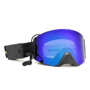 Heated Goggles Snowmobile Anti-Fog Magnetic Interchangeable Frameless 100% UV Lens OTG Electric Ski Goggle