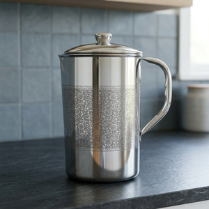 Stainless Steel Water Jug With Lid Classic Design Metal Drink Dispenser Reusable Bar <b>Accessory</b> - Product Image 1