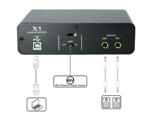 MY MIC X1 <span class=keywords><strong>Carte</strong></span> <span class=keywords><strong>son</strong></span> USB professionnelle Interface audio Studio d'enregistrement 2 entrées 2 sorties avec alimentation 48V pour le chant sur ordinateur - Product Image 3