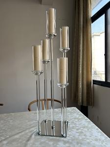 LANJO Chandelier de luxe en métal et acrylique à longue tige, porte-bougie en cristal, centre de table de mariage - Product Image 2