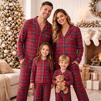 Pyjamas en coton personnalisés Glamour, bleu, rouge, blanc, à carreaux, unisexes, pyjamas de Noël, pyjamas assortis pour la famille, pyjamas de vacances