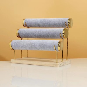 High Quality Wrist Watch Bracelet <strong>Bangle</strong> Organizer Detachable <strong>Holder</strong> Three Tier Metal Wood Velvet Jewelry Display Stands - Product Image 4