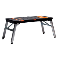 Banc de travail multifonction 7-en-1 pour menuisier, table de travail portative pliable, chevalet, échafaudage, chariot de menuisier