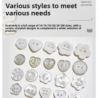 Boutons en résine pour chemises, cardigans, manteaux, pyjamas, colorables, formes simples (carré, cœur, fleur de prunier, irrégulière), à 2 ou 4 trous