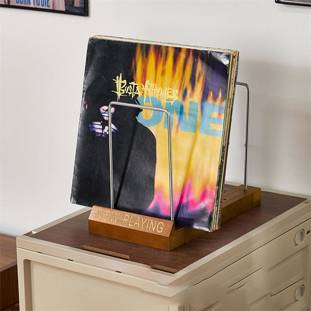 Now Playing Vinyl Record Stand, Vinyl Record Storage with Non-slip Grooves, Vinyl Record Holder for Albums Rack Organizer