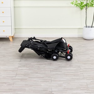 Cochecito de Bebé Moderno con Asiento de Lino y Tubo Negro, Respaldo Reclinable Ajustable, Plegable y Ligero, con Capota Grande - Product Image 6