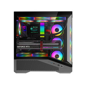 Boîtier de jeu ATX Mid Tower avec façade et côtés en verre trempé, trous de refroidissement, prend en charge un radiateur supérieur de 360 mm, en stock - Product Image 3