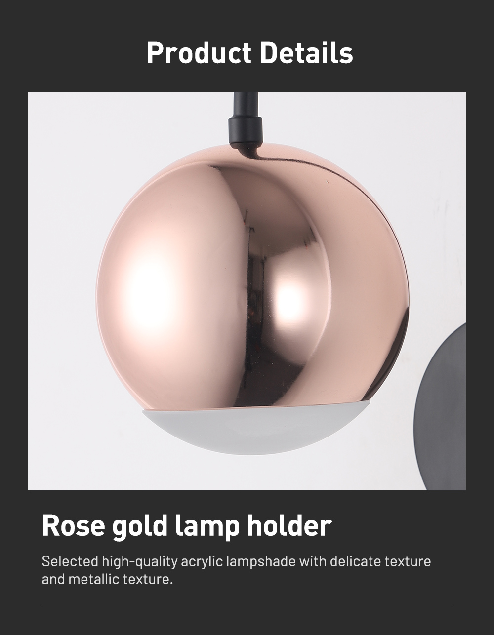 Wholesale Nordic Minimalism Wall Lamp Modern Decorative Rose Gold Ball Wall Lighting Led  Indoor Bed Side Living Room
