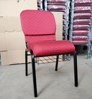 Chaises d'église empilables en métal de luxe confortables avec porte-livres, couleurs OEM, vente chaude en usine