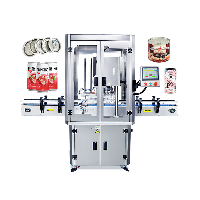 Automatic Almonds Aluminum Beverage Juice Ring Pull Tin Cookie Can Sealing Machine With Waterproof and Clear Cover