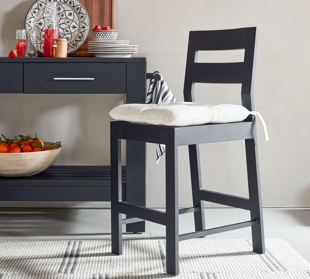 Powder Coated Rustproof Furniture Aluminum Frame Counter Bar Stool with Soft Cushion