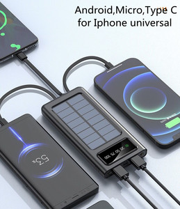 Chargeur solaire Portable 5000 10000 20000 <span class=keywords><strong>30000mAh</strong></span>, <span class=keywords><strong>batterie</strong></span> solaire avec câbles intégrés pour téléphone Portable - Product Image 4