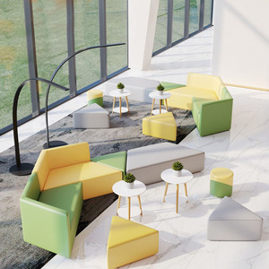 SF-49 Mobilier de bureau commercial moderne, canapé de réception, canapé de bureau en cuir, ensemble de canapés de bureau - Product Image 2