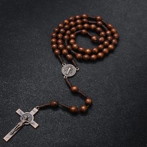 Vendita calda all'ingrosso di <span class=keywords><strong>rosari</strong></span> cattolici Vintage personalizzati realizzati <span class=keywords><strong>a</strong></span> <span class=keywords><strong>mano</strong></span> in tessuto religioso ornamento di preghiera naturale in legno perlina croce Unisex - Product Image 6